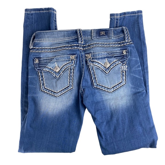 Miss Me Denim - Women’s Miss Me Signature Skinny Jeans Size 25 - Thick Stitching - Flap Pockets